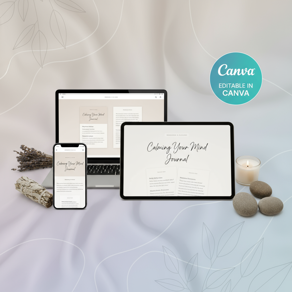 Calming Your Mind Journal Hero Banner with Canva Badge