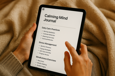 Hands Scrolling Through Notion Journal